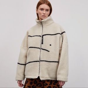 SOURCE UNKNOWN DRAWING FLEECE JACKET, SAND BEIGE UNIQUE